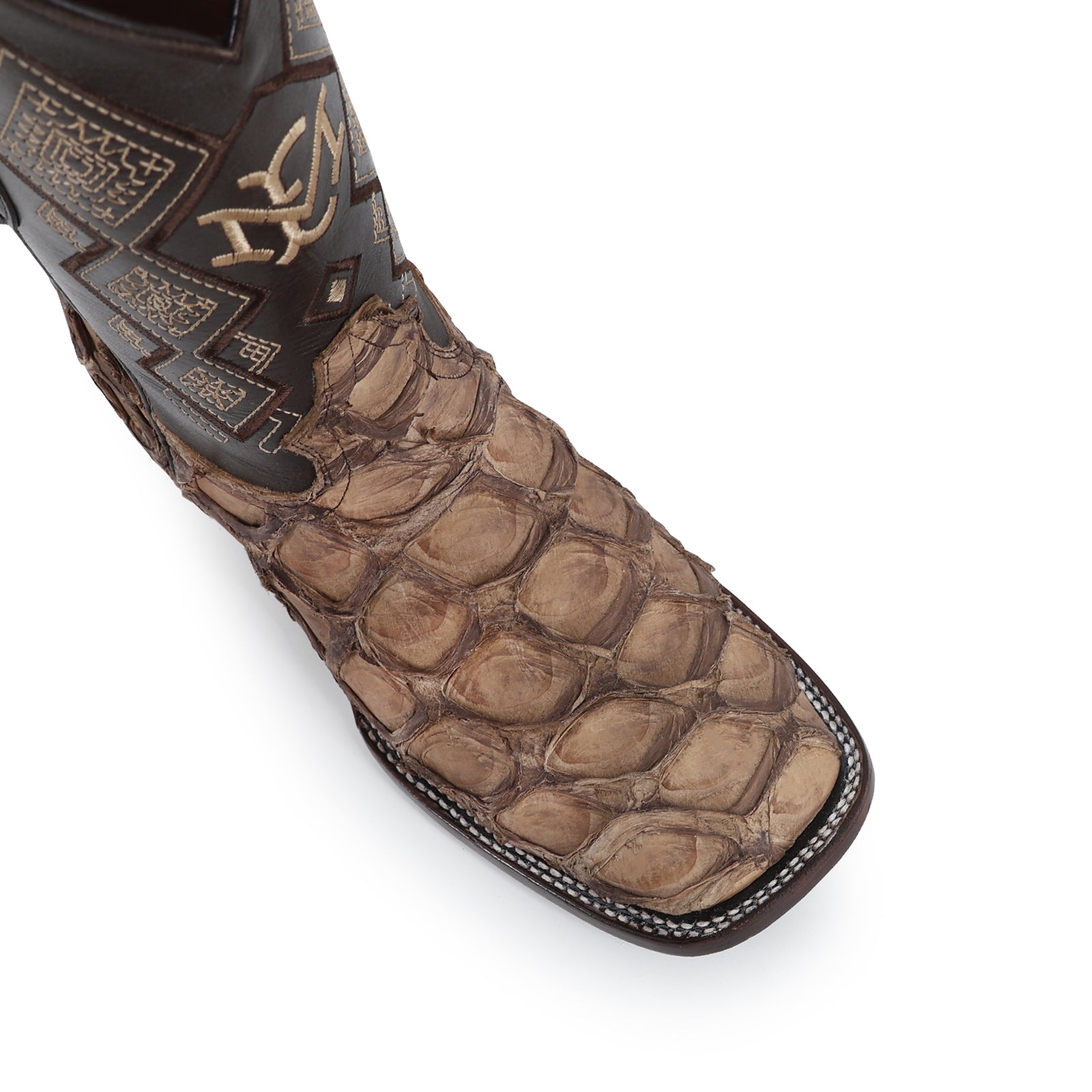 Pirarucu leather cowboy boot square toe