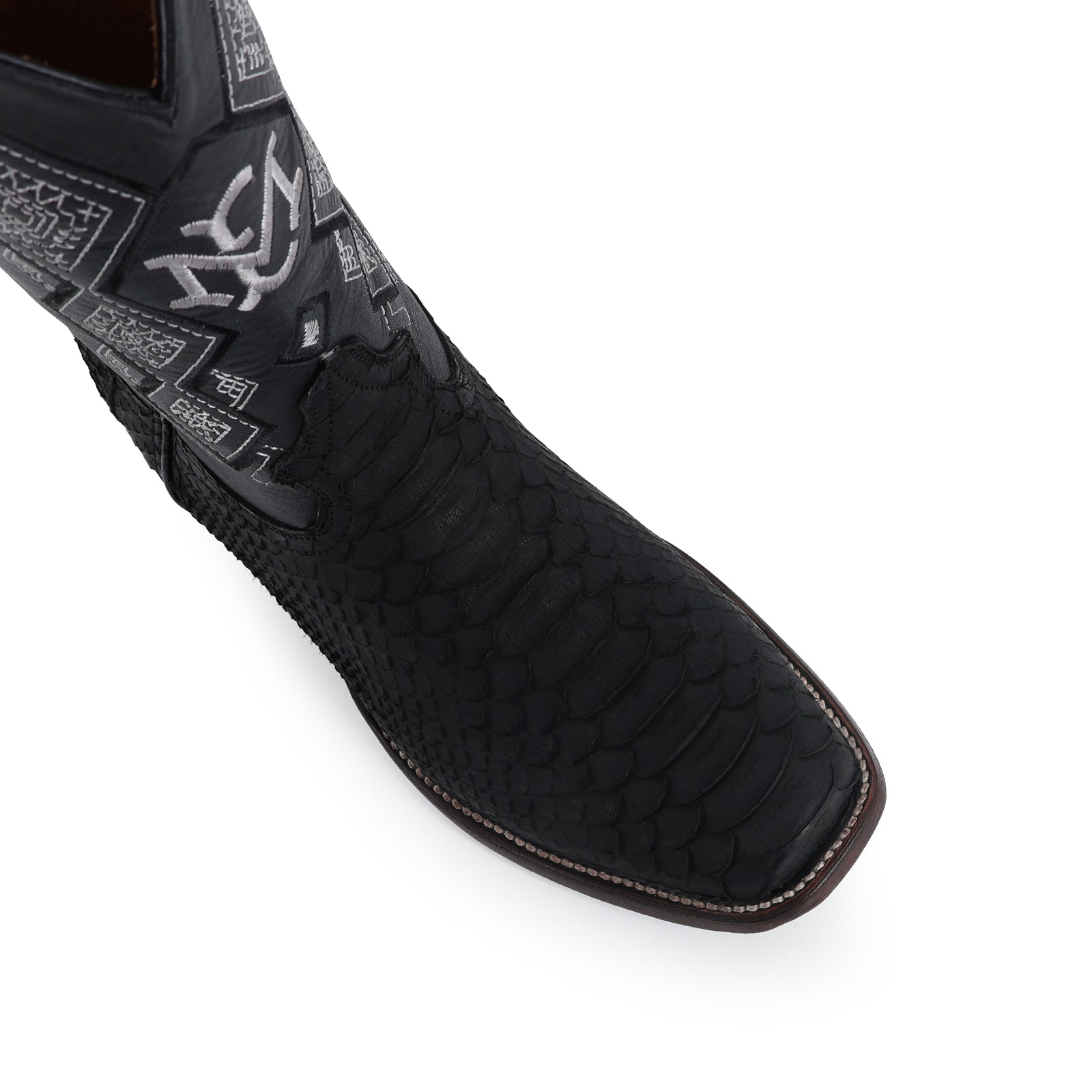 Python leather cowboy boot dubai toe