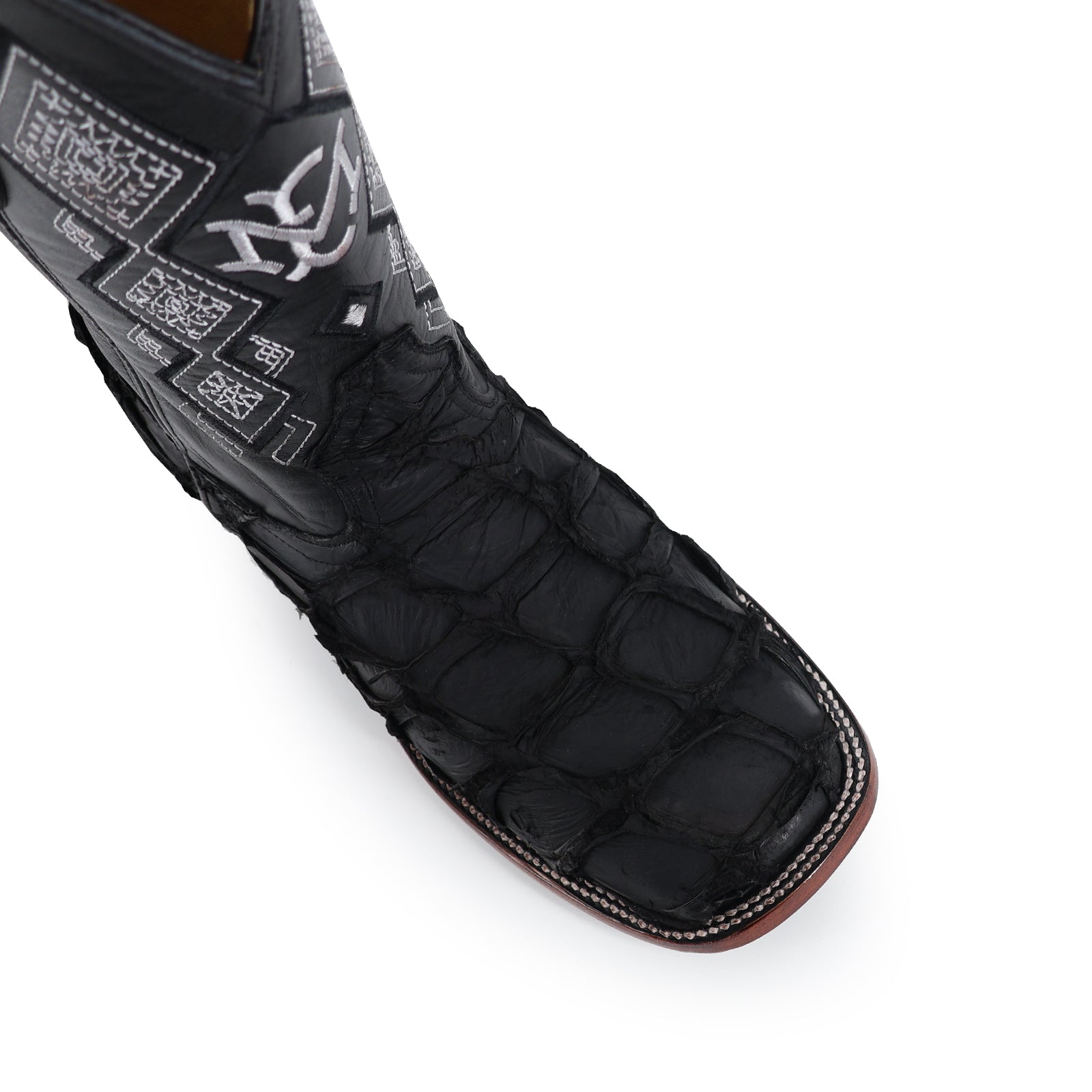 Pirarucu leather cowboy boot square toe