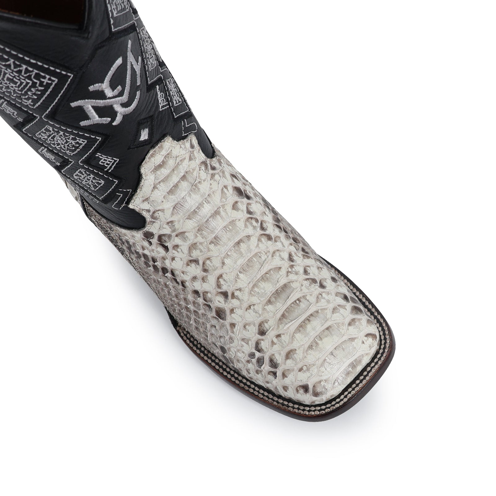 Python leather cowboy boot square toe
