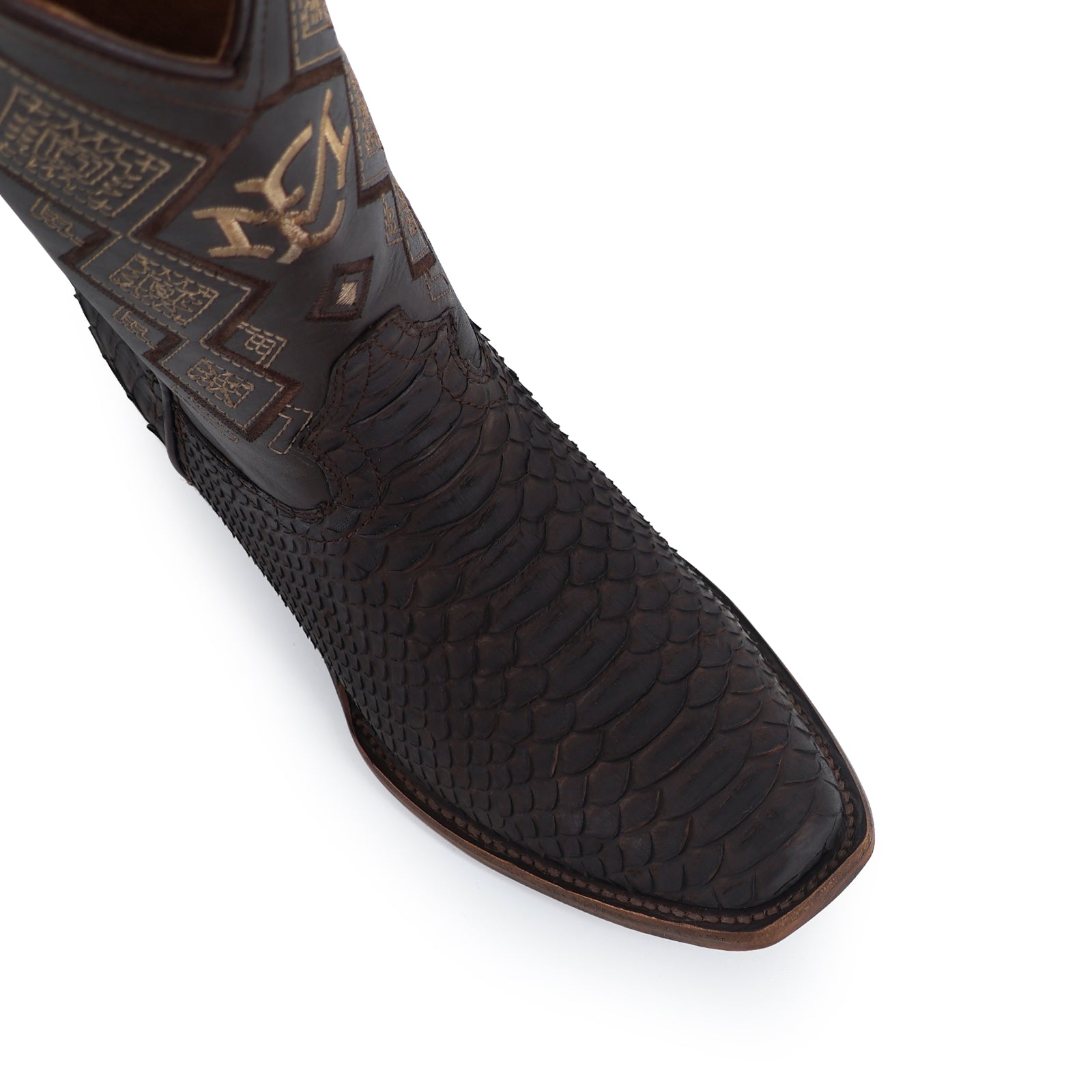 Python leather cowboy boot dubai toe