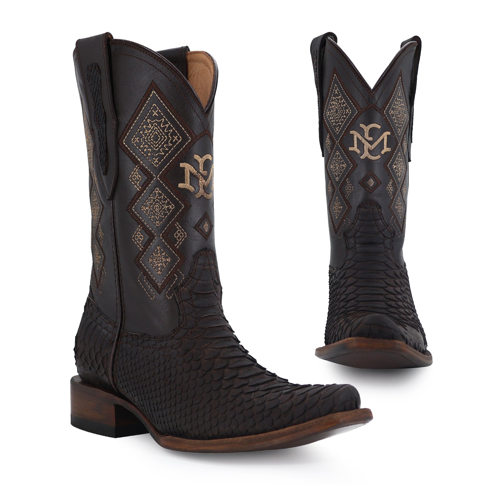 Python leather cowboy boot dubai toe