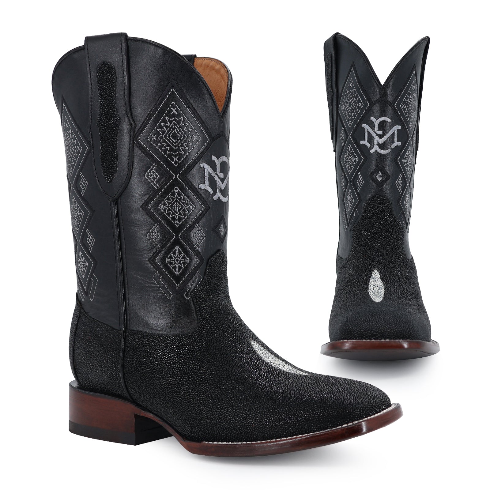 Stingray leather cowboy boot square toe