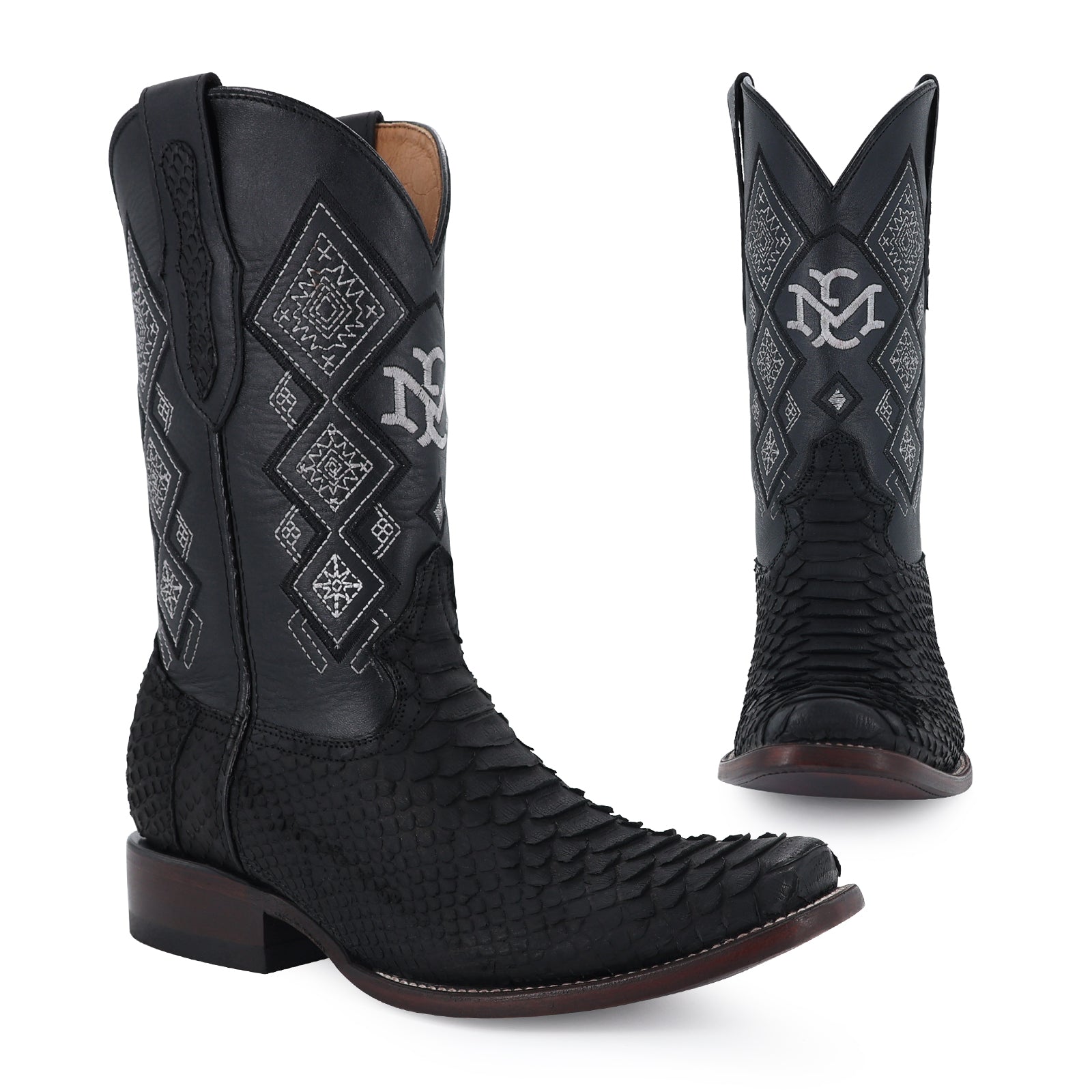 Python leather cowboy boot dubai toe