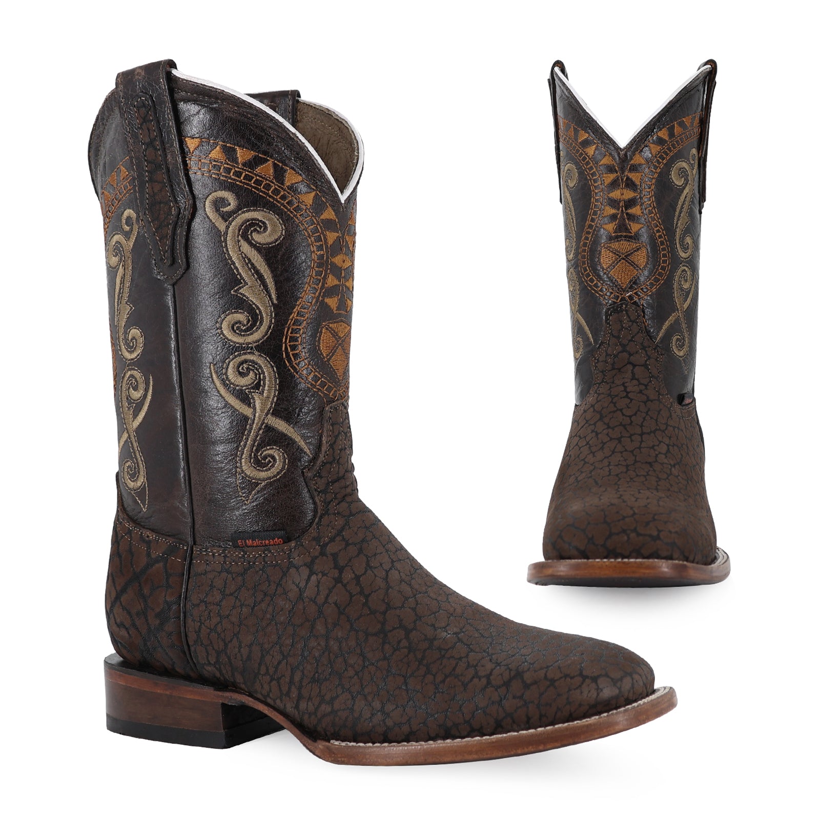 Bovine leather cowboy boot square toe