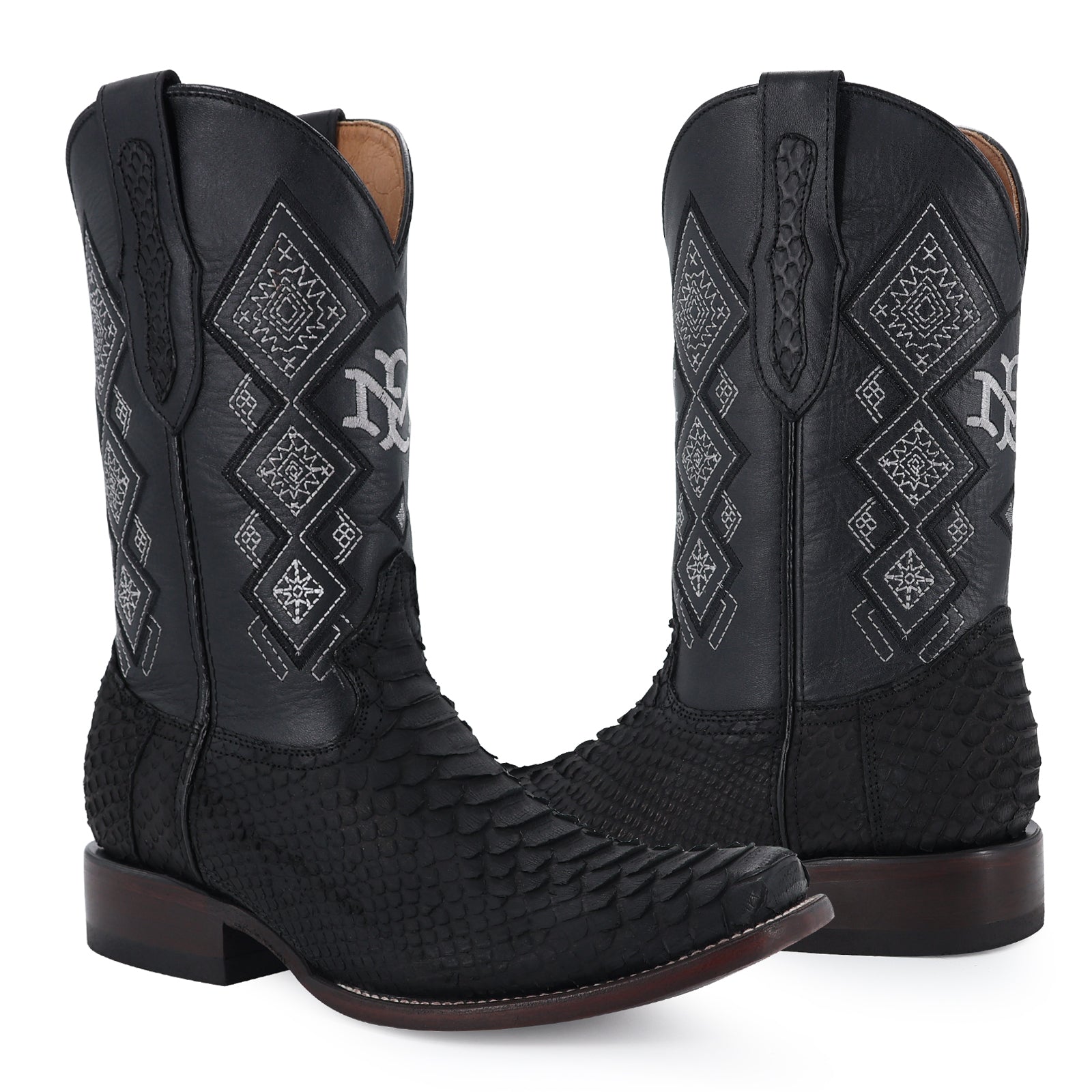 Python leather cowboy boot dubai toe