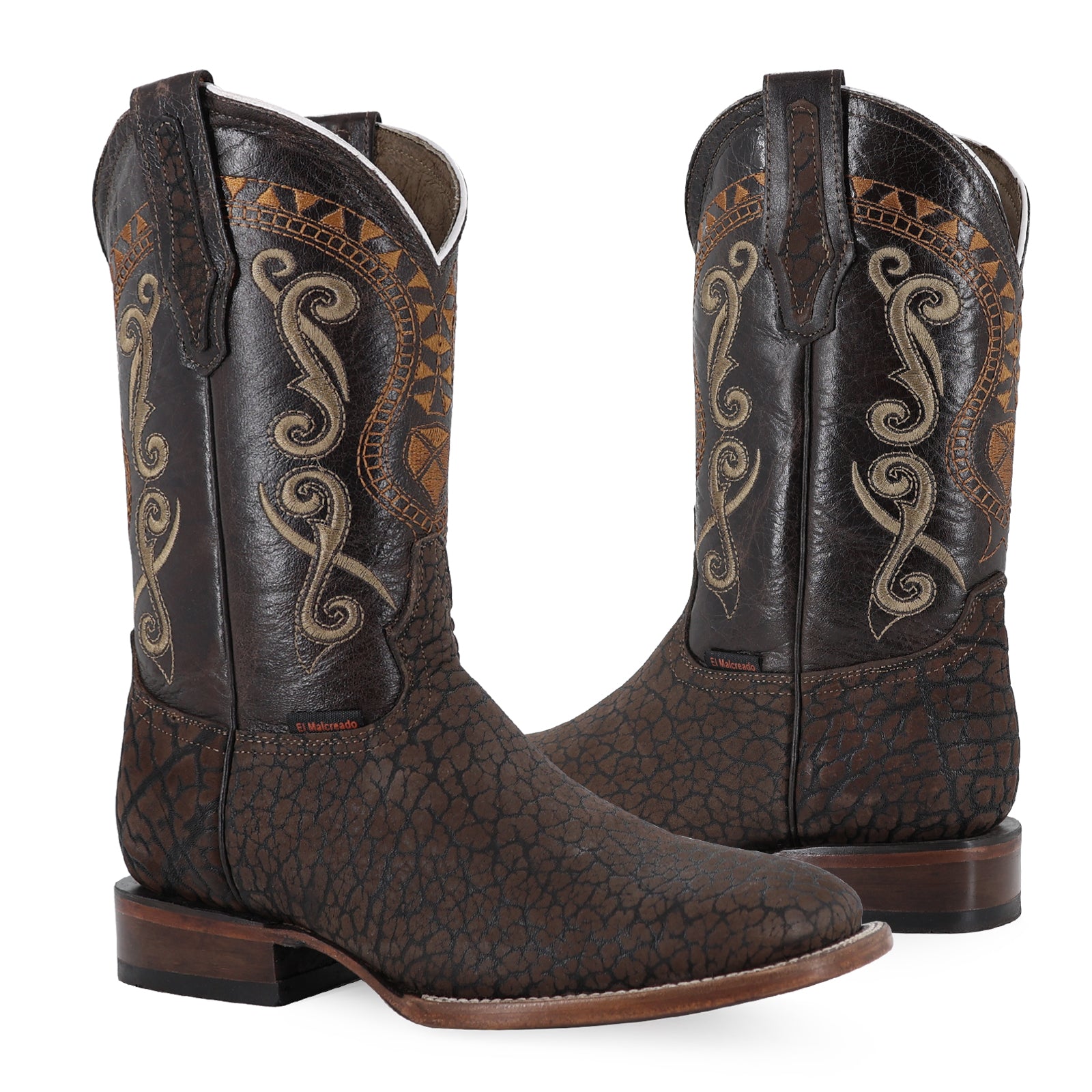 Bovine leather cowboy boot square toe