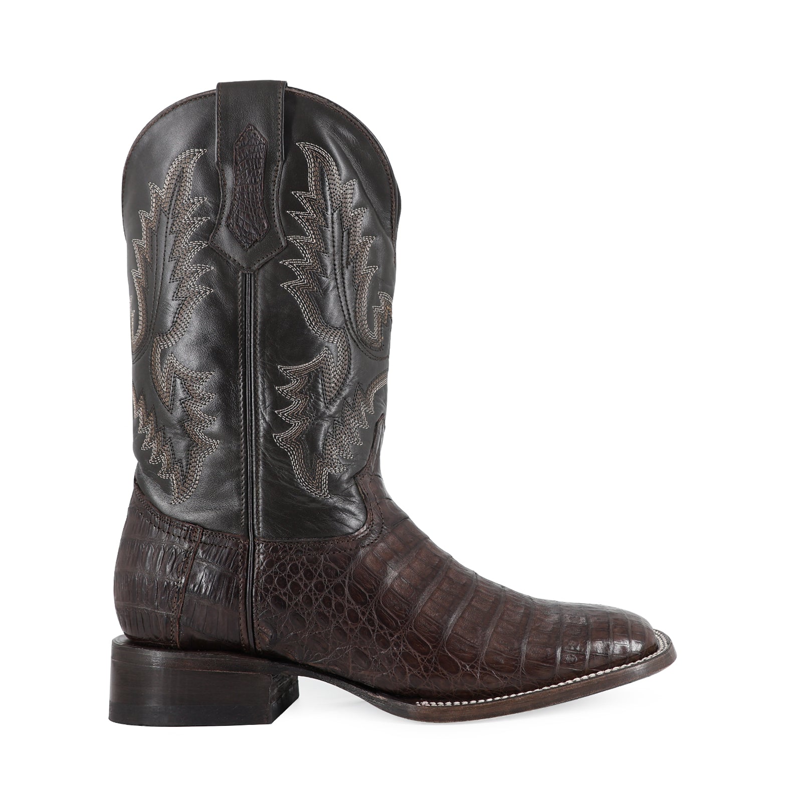 Caiman leather cowboy boot square toe
