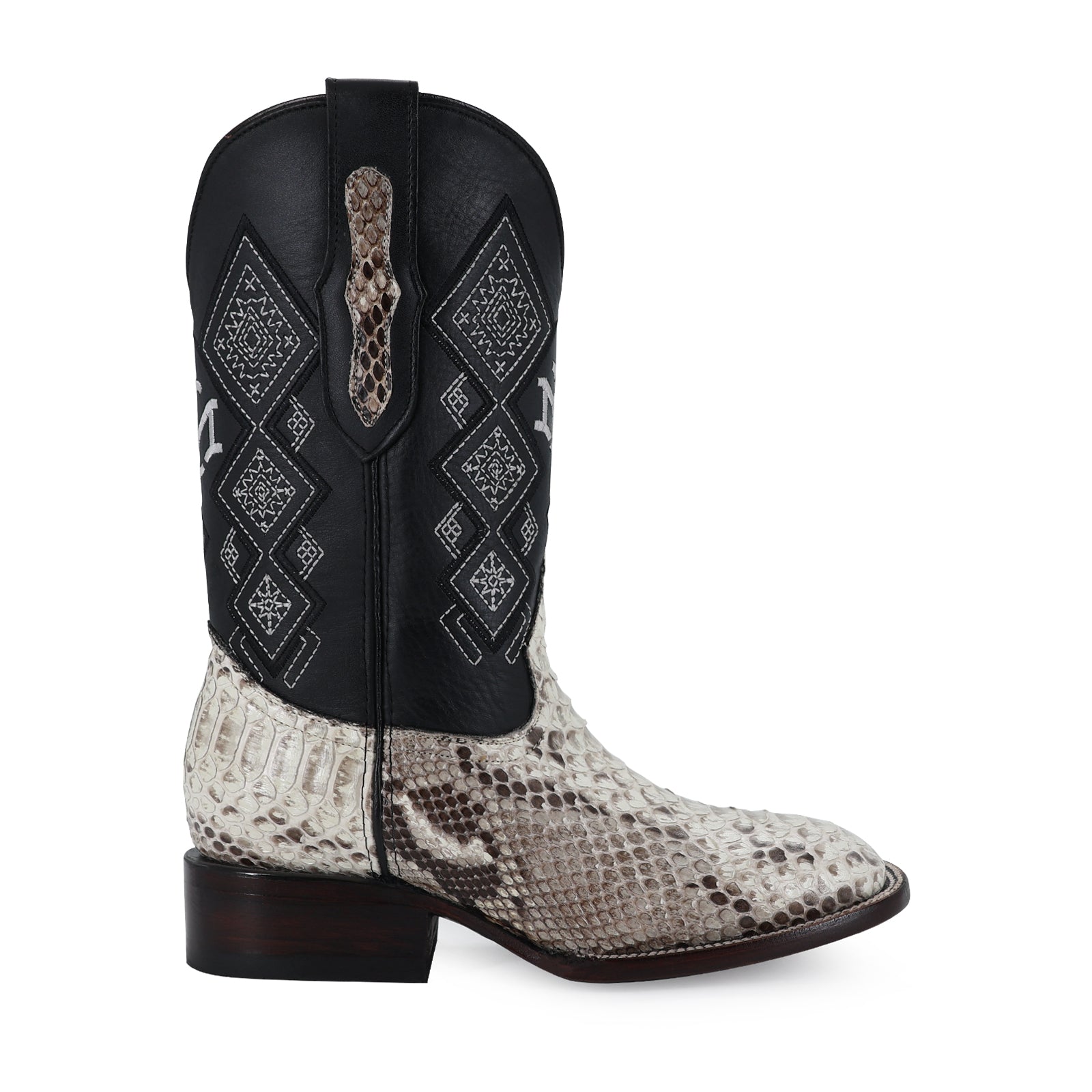 Python leather cowboy boot square toe