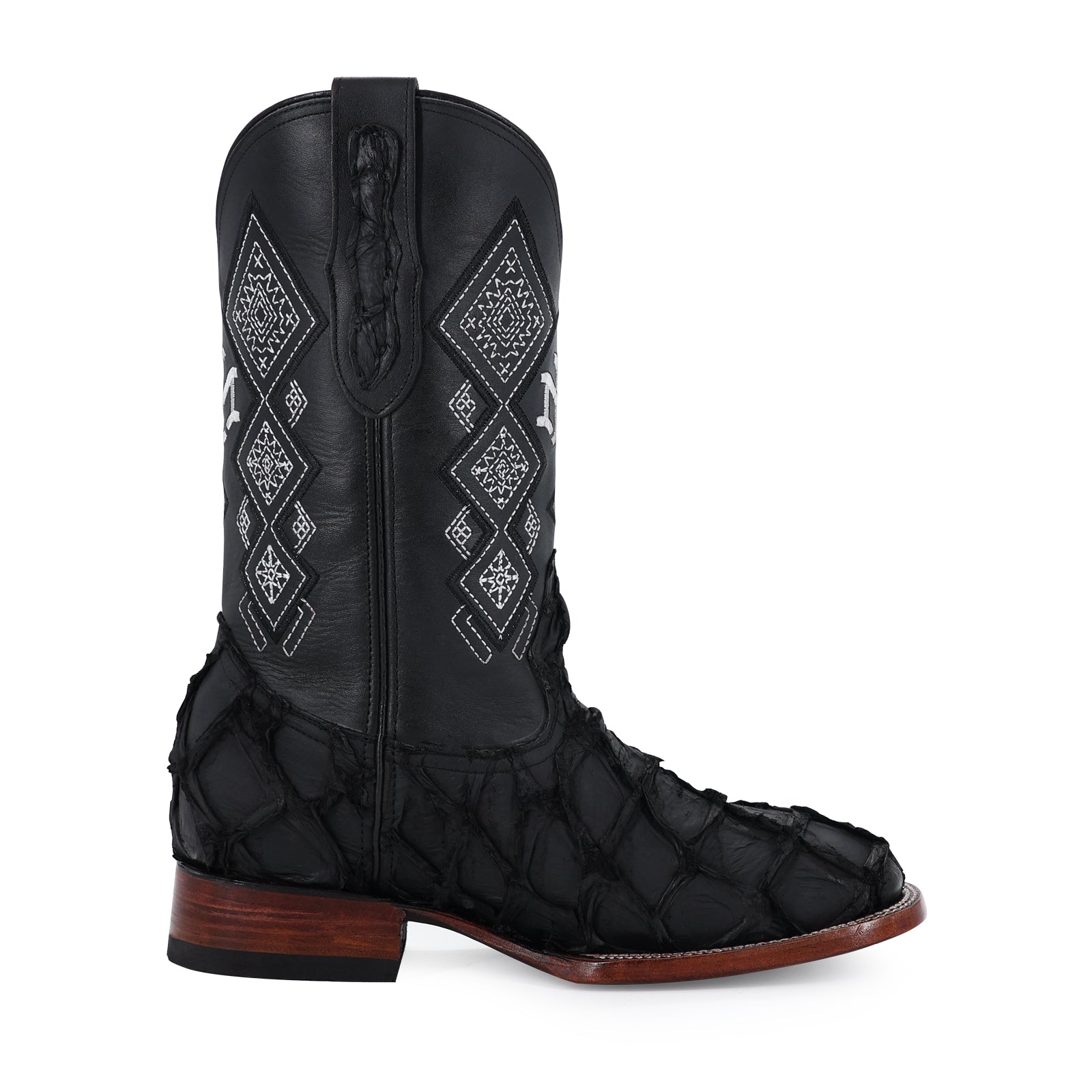 Pirarucu leather cowboy boot square toe