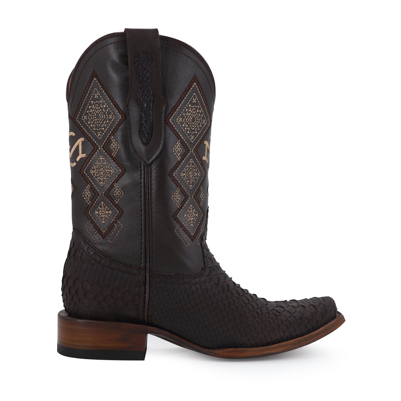 Python leather cowboy boot dubai toe