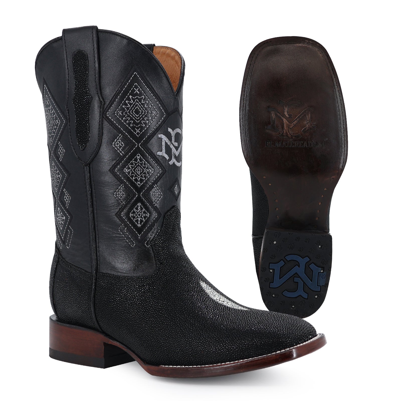 Stingray leather cowboy boot square toe