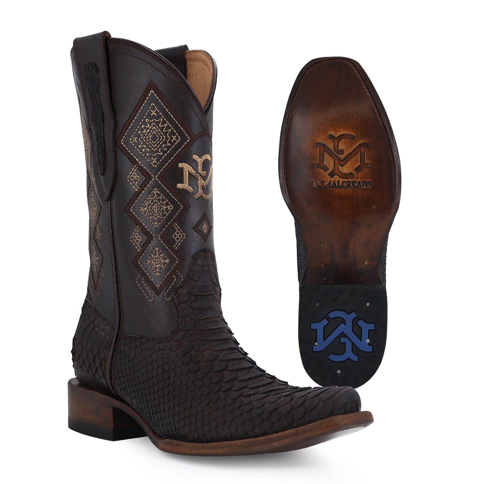 Python leather cowboy boot dubai toe