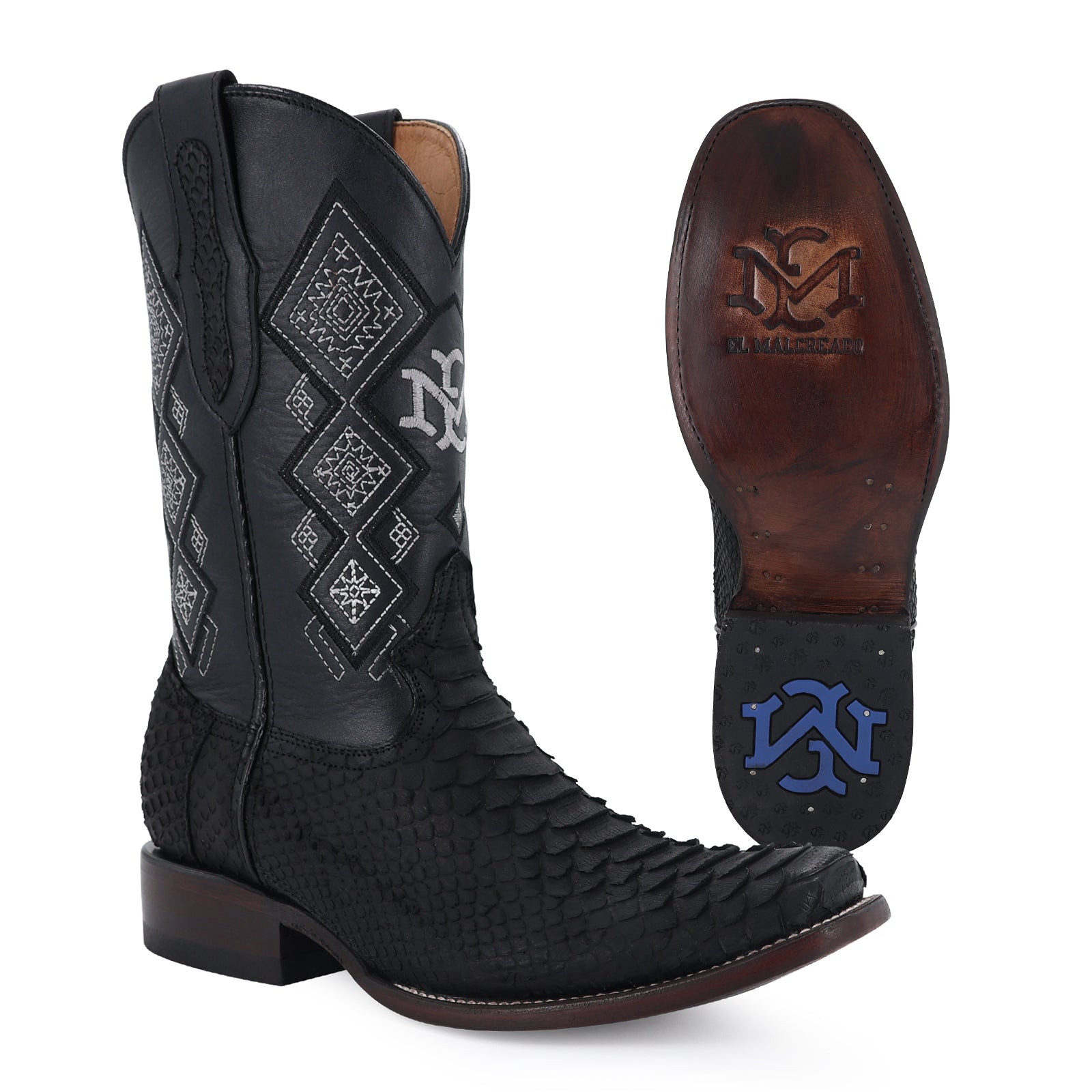 Python leather cowboy boot dubai toe