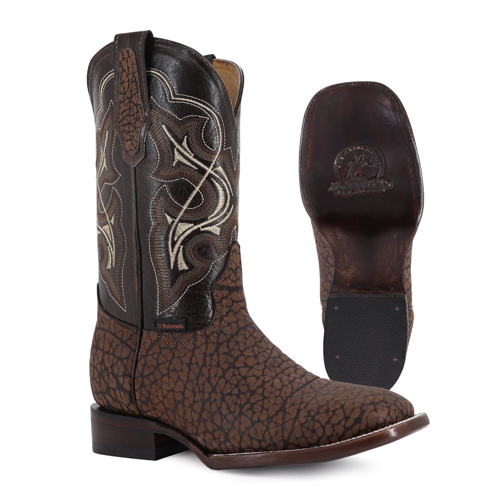 Bovine leather cowboy boot square toe