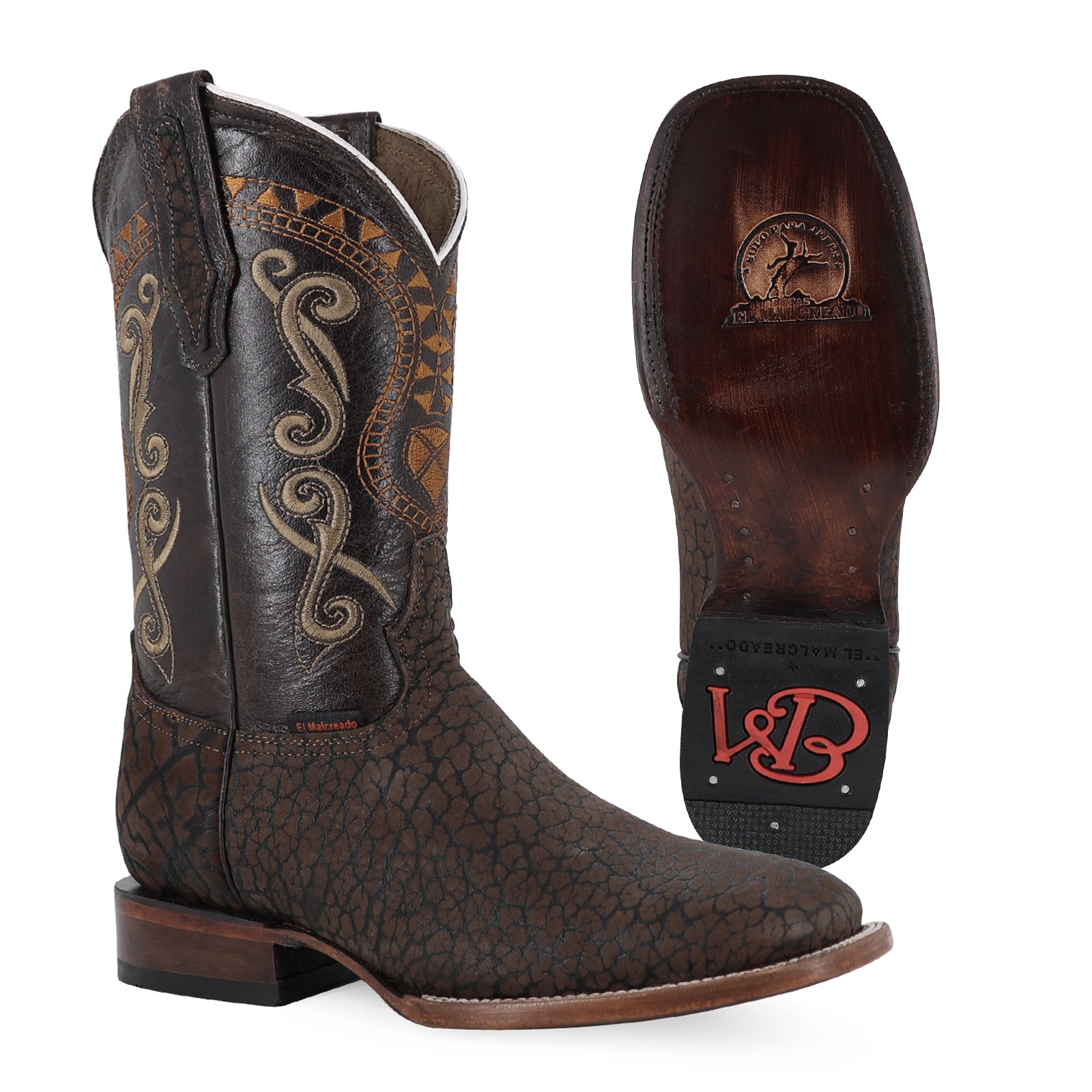 Bovine leather cowboy boot square toe