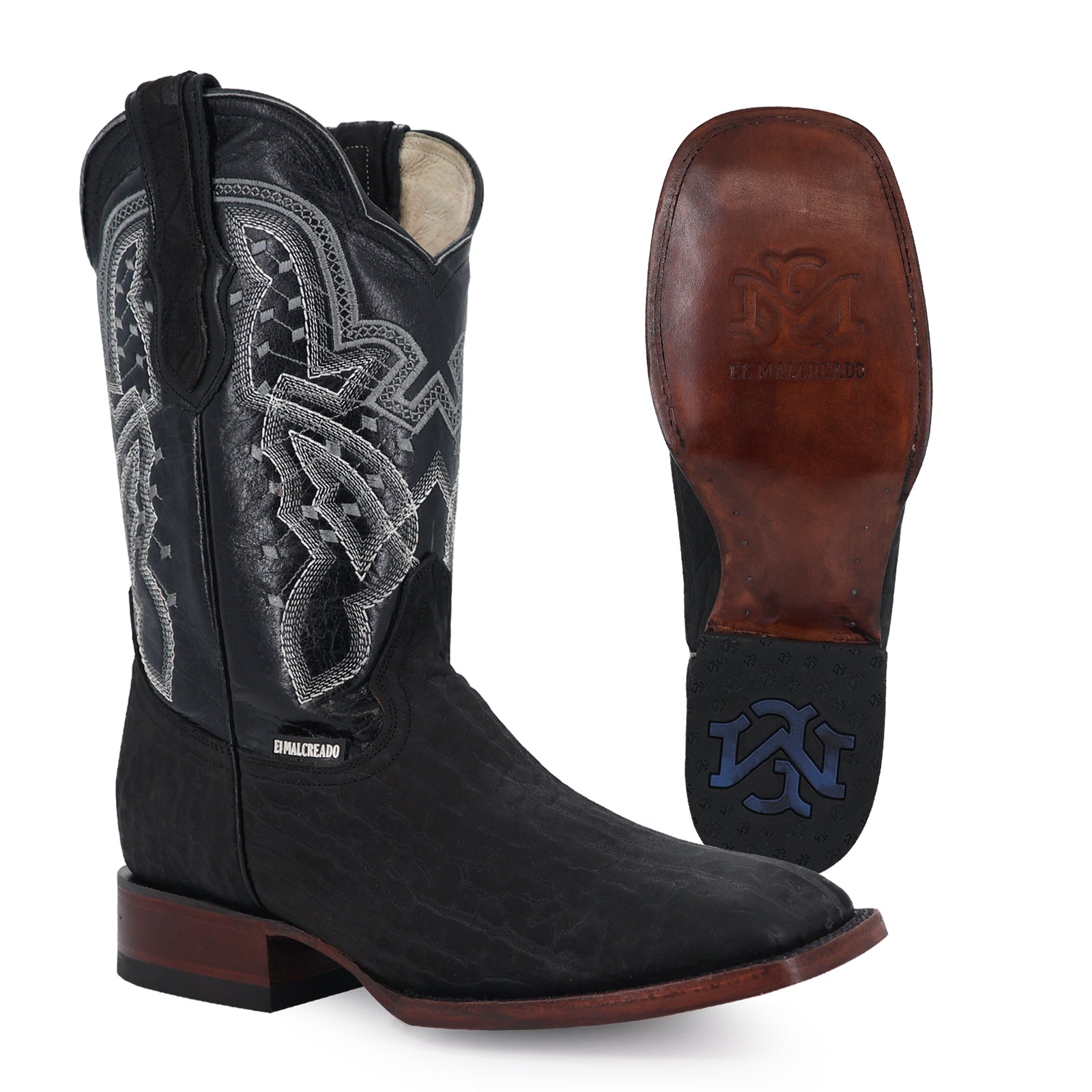 Bovine leather cowboy boot square toe