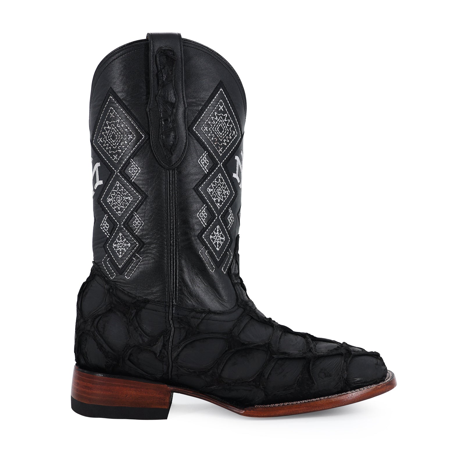 Pirarucu leather cowboy boot square toe
