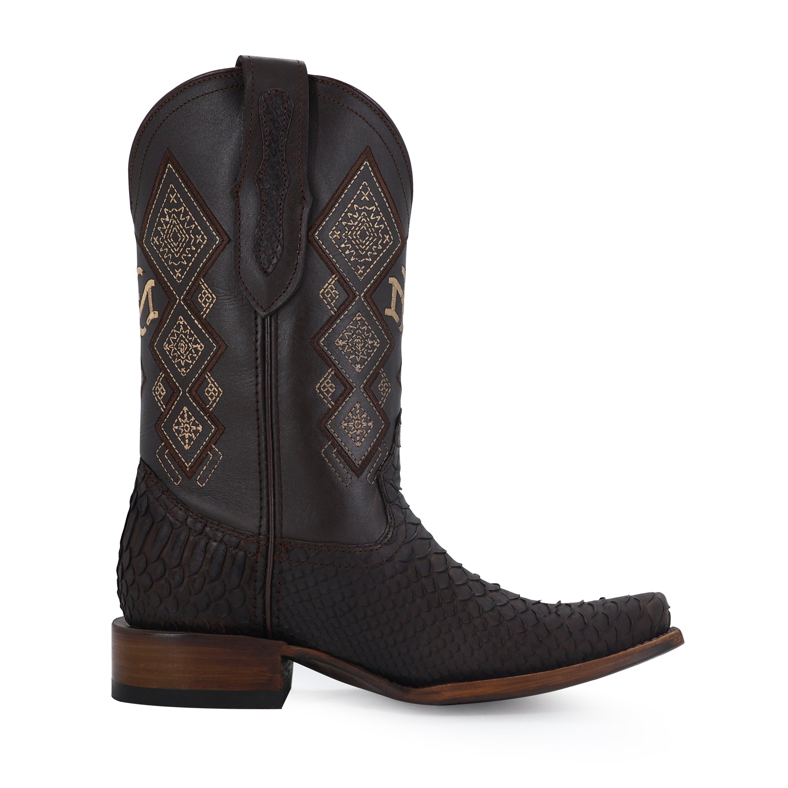 Python leather cowboy boot dubai toe