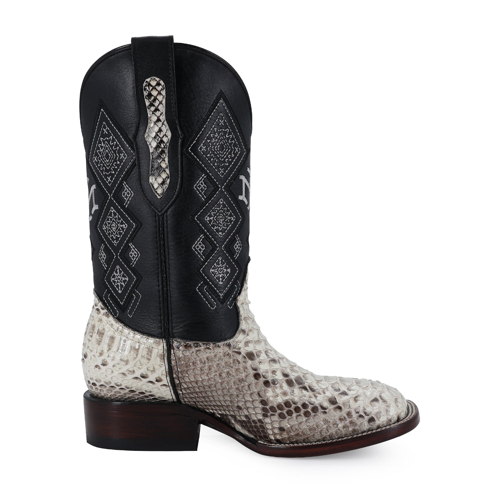 Python leather cowboy boot square toe