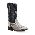 Python leather cowboy boot square toe