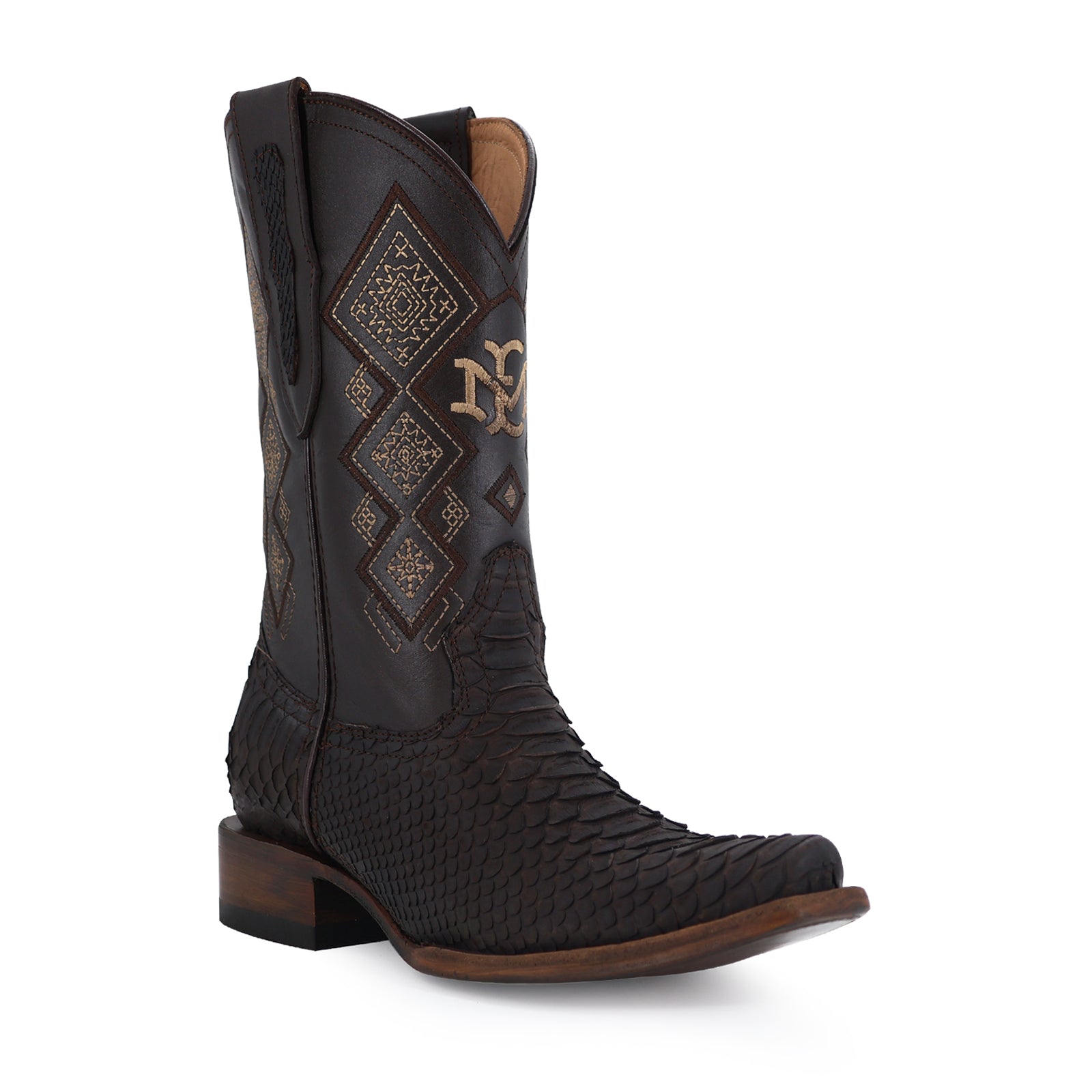 Python leather cowboy boot dubai toe