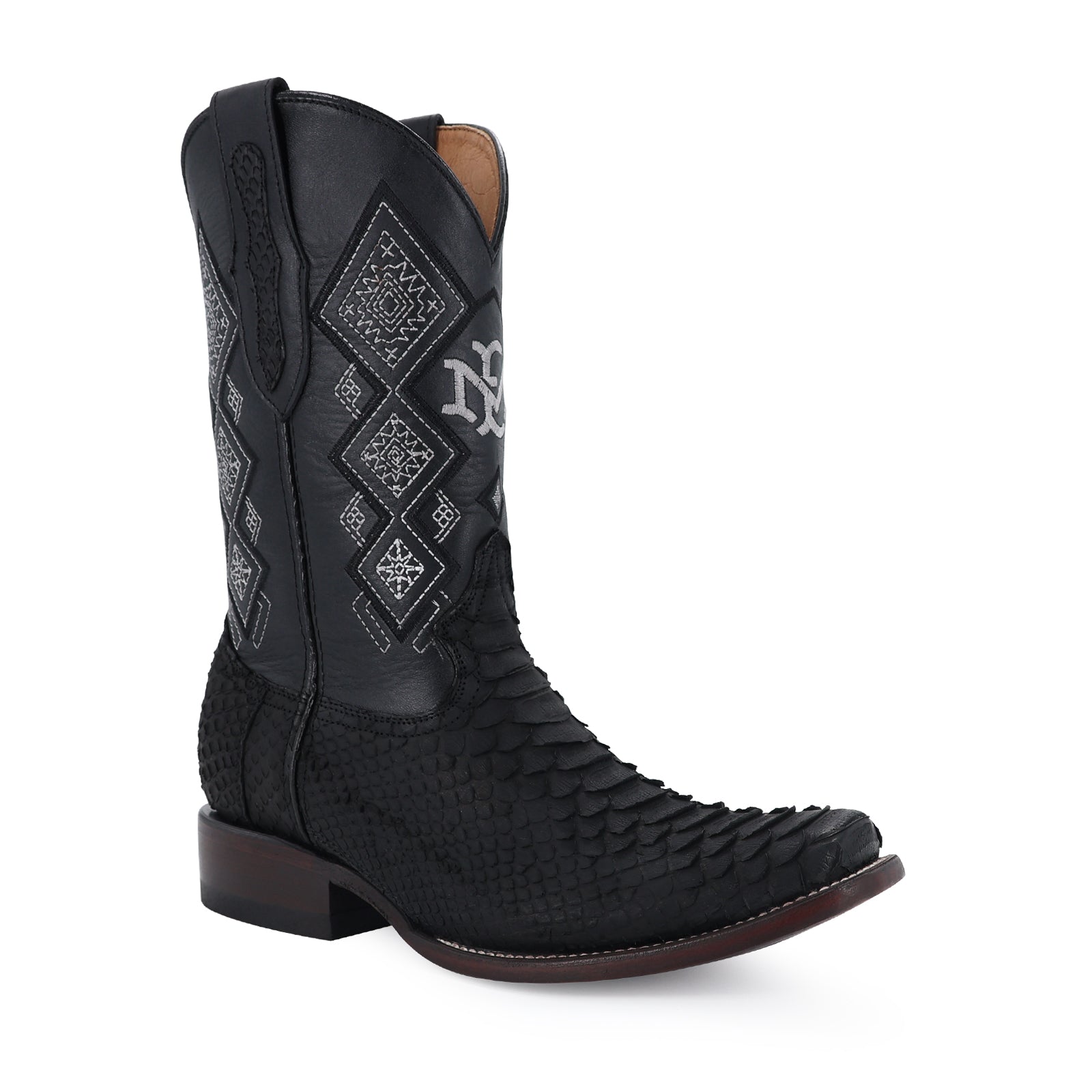 Python leather cowboy boot dubai toe