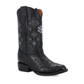 Ostrich leather cowboy boot round toe