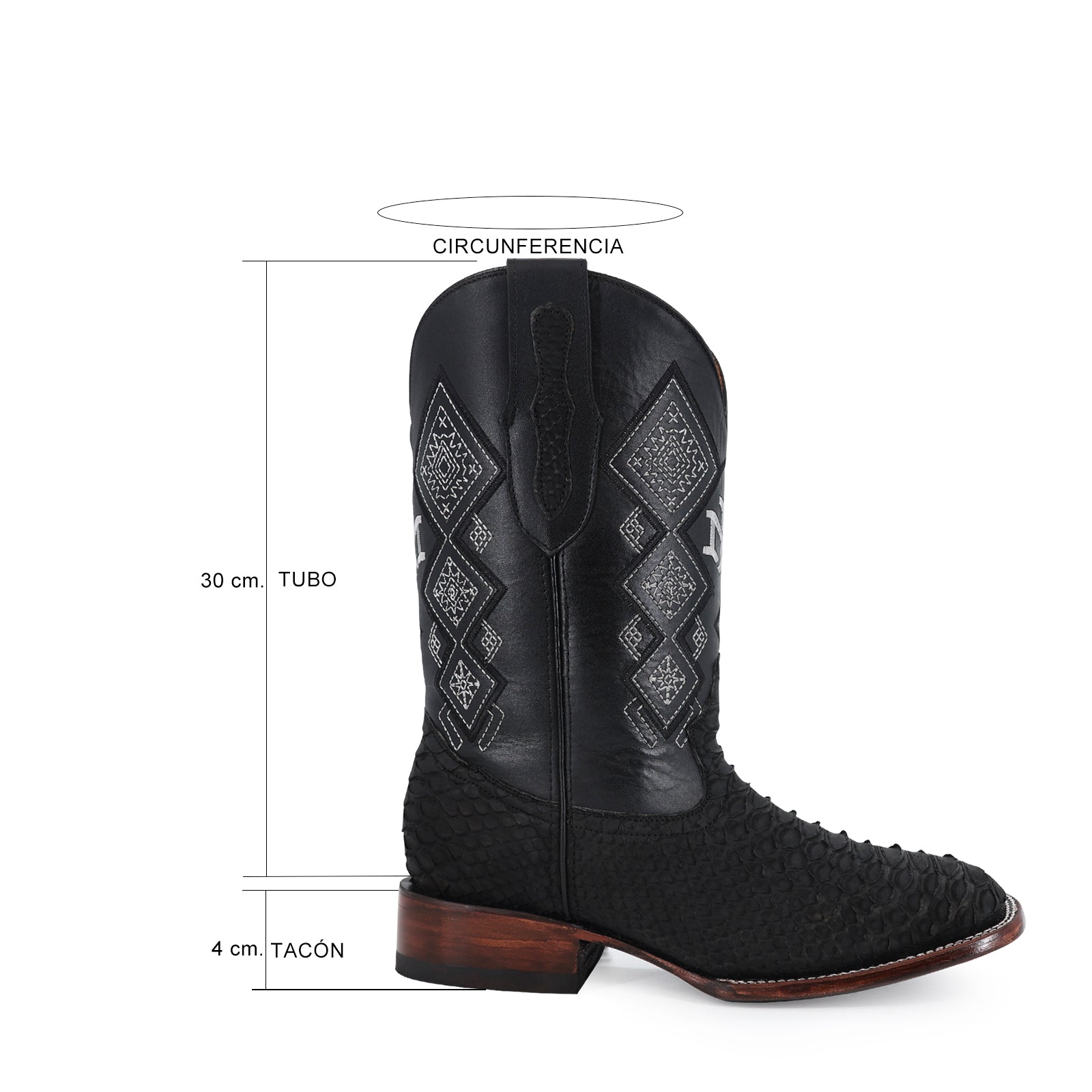 Python leather cowboy boot square toe