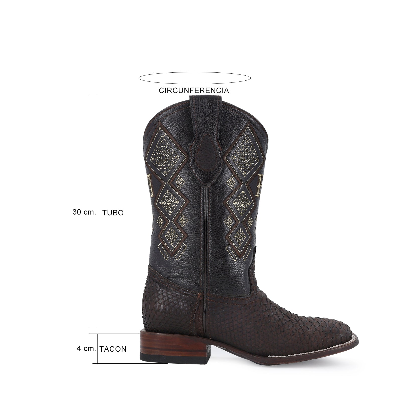 Python leather cowboy boot square toe