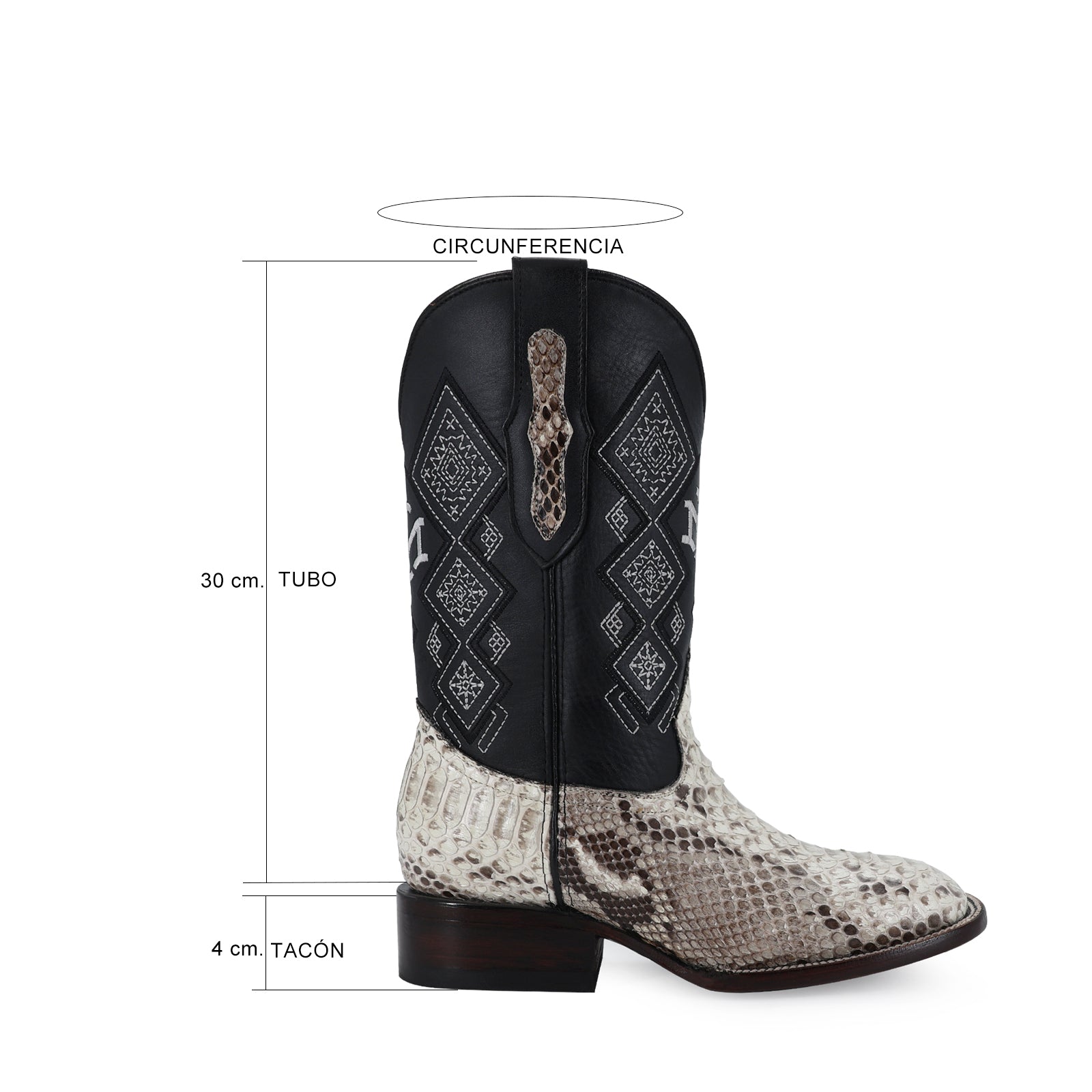 Python leather cowboy boot square toe