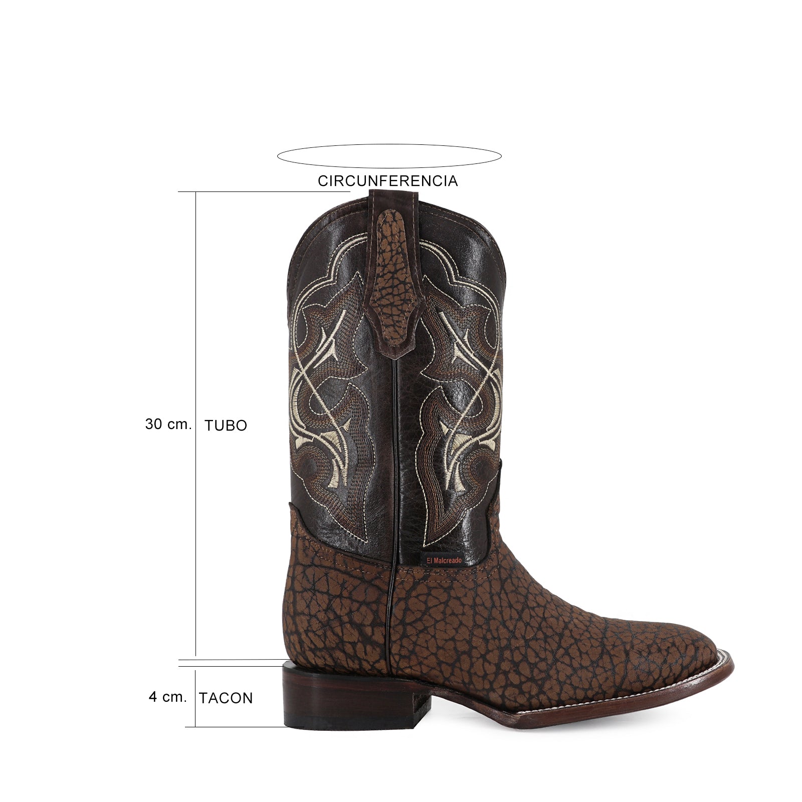 Bovine leather cowboy boot square toe