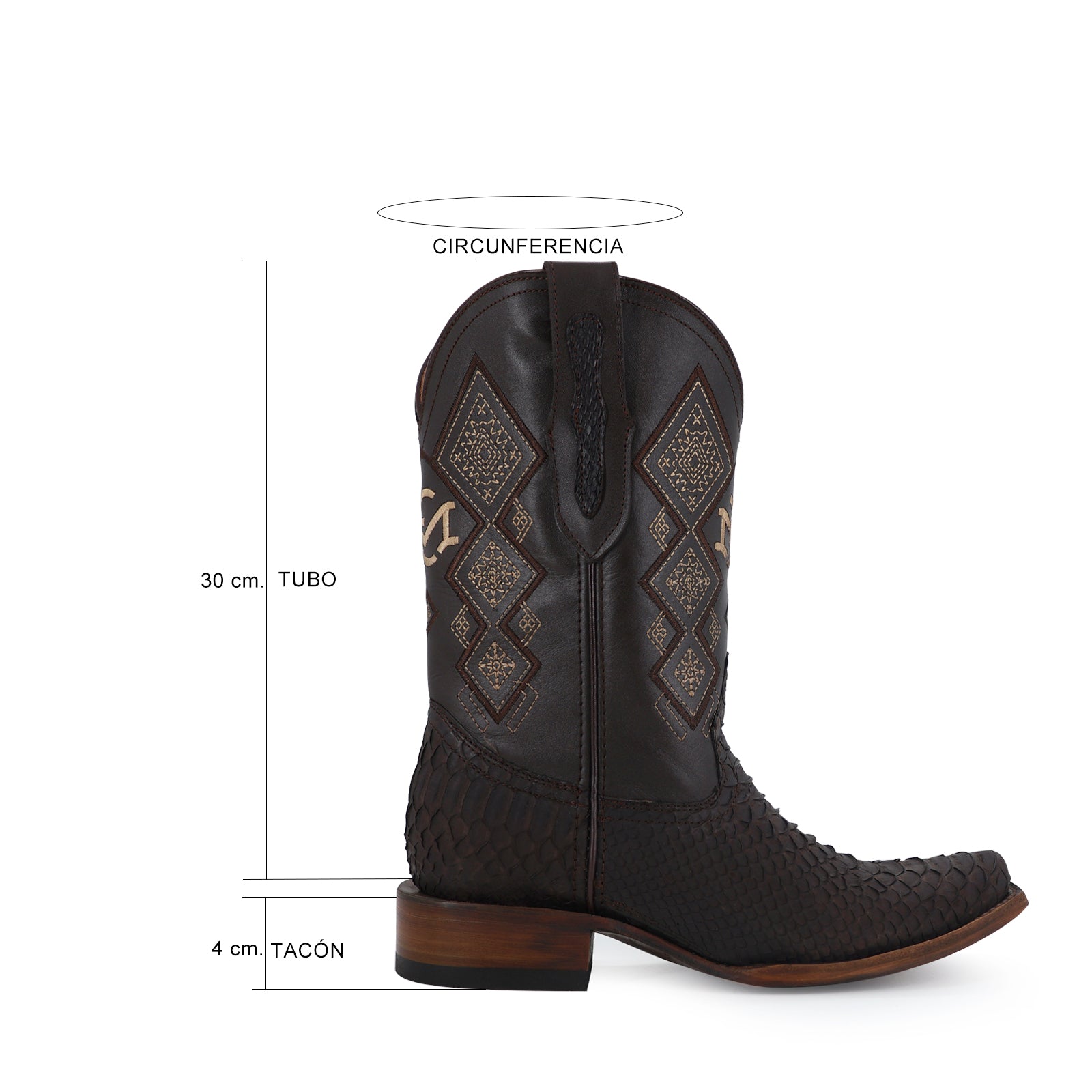 Python leather cowboy boot dubai toe