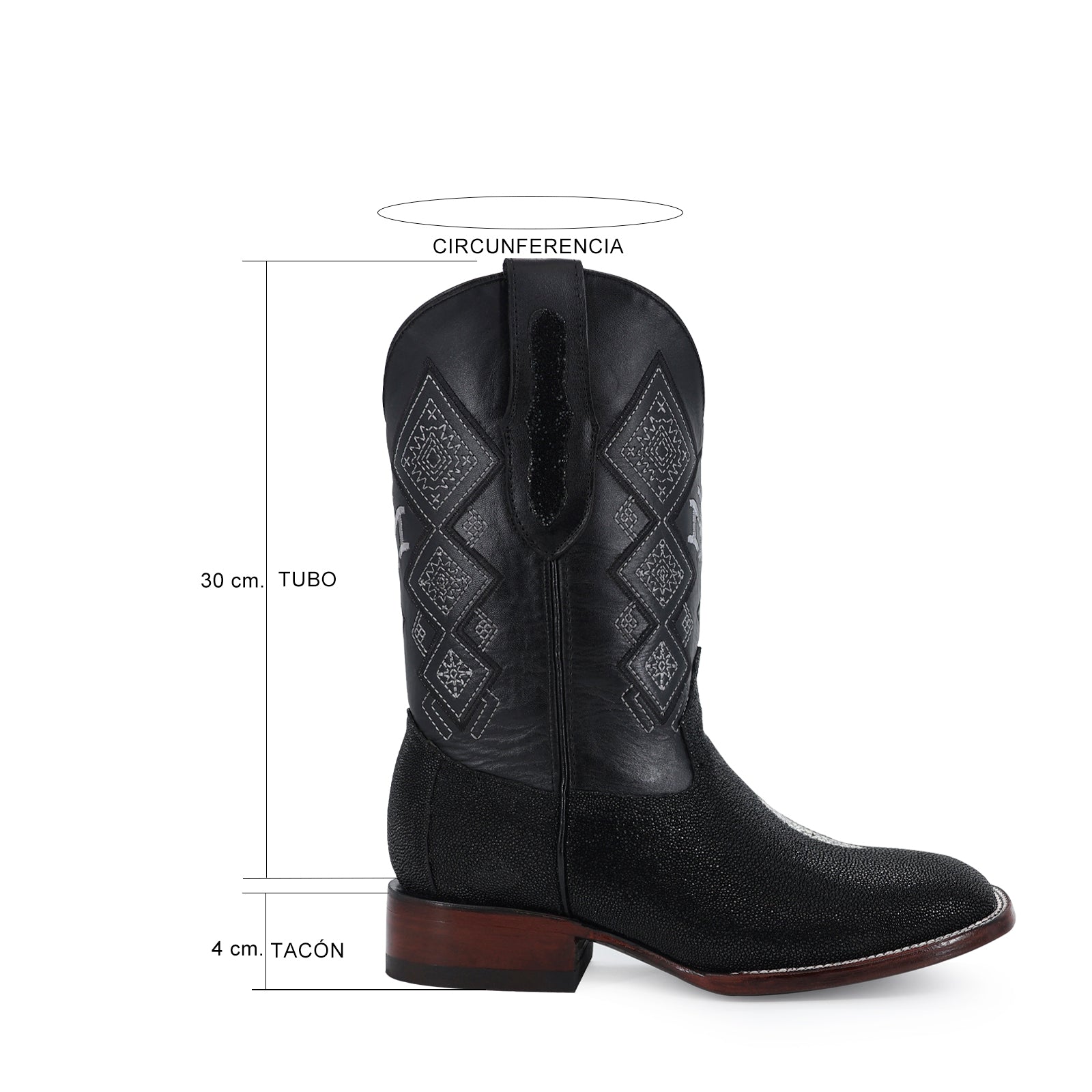 Stingray leather cowboy boot square toe