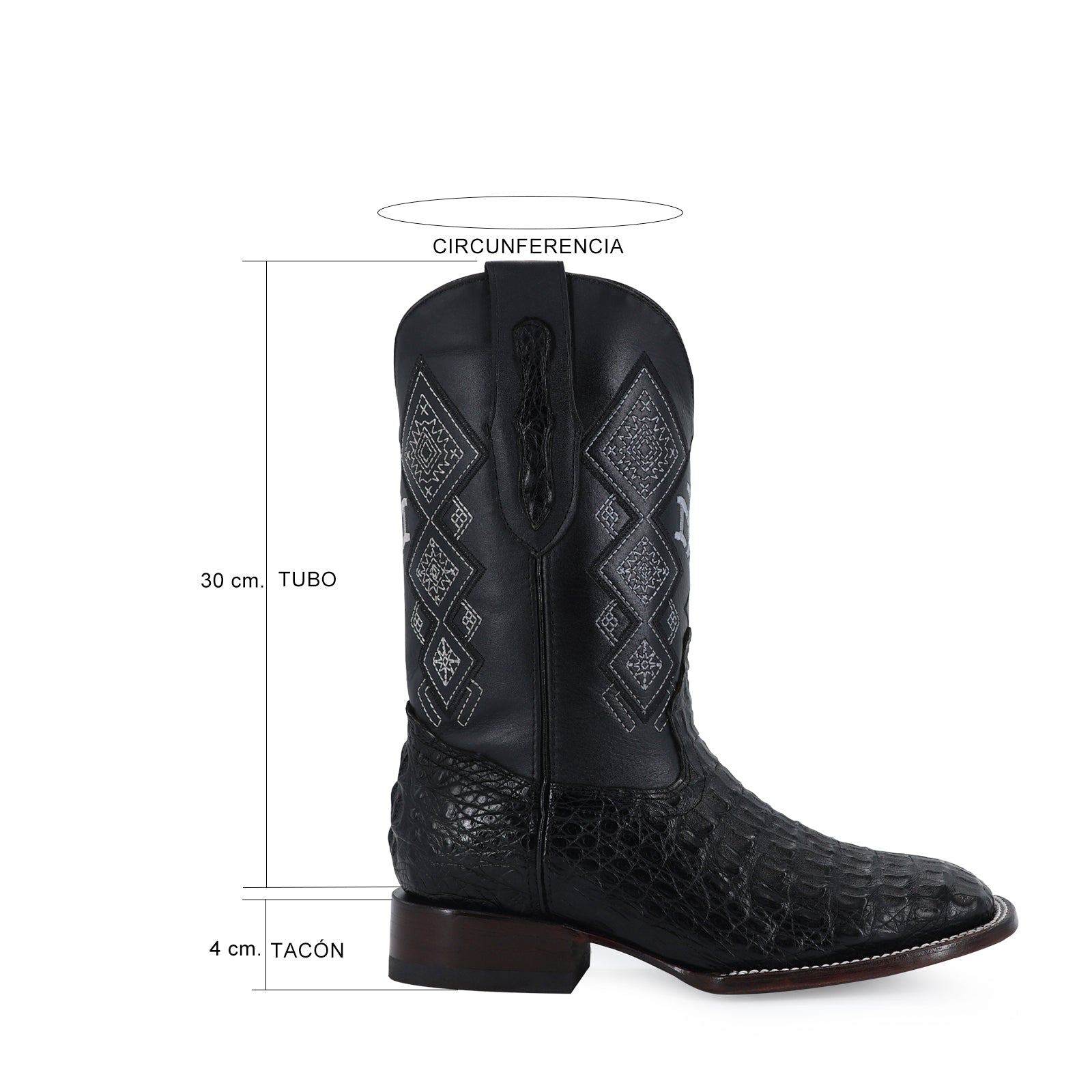 Caiman leather cowboy boot square toe