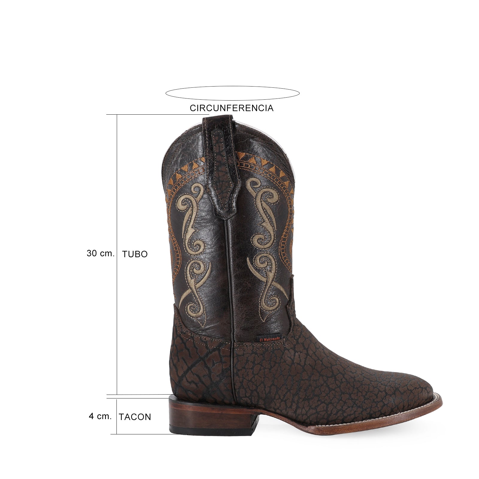 Bovine leather cowboy boot square toe