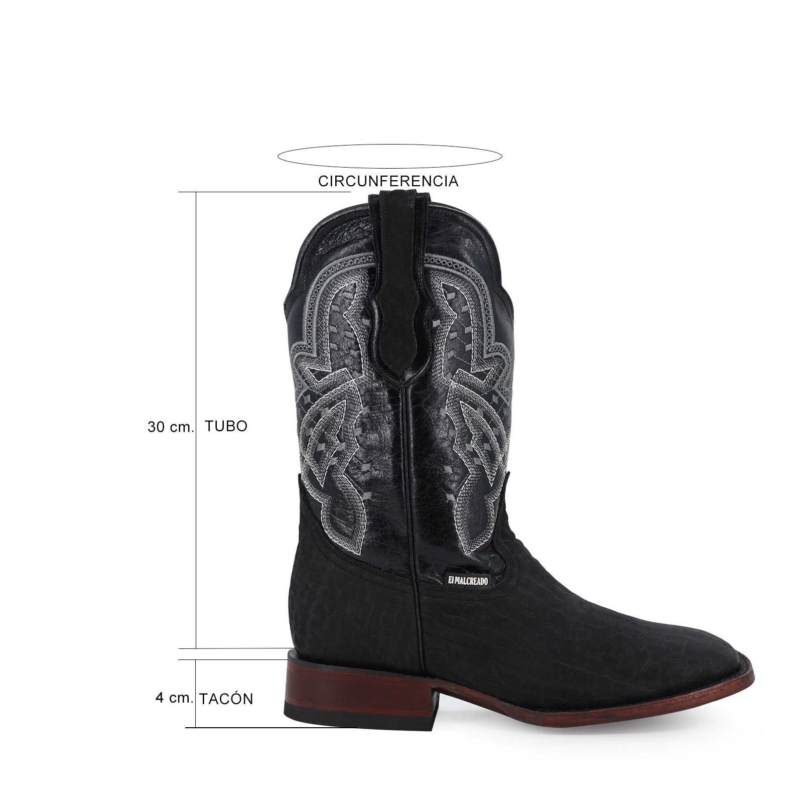 Bovine leather cowboy boot square toe