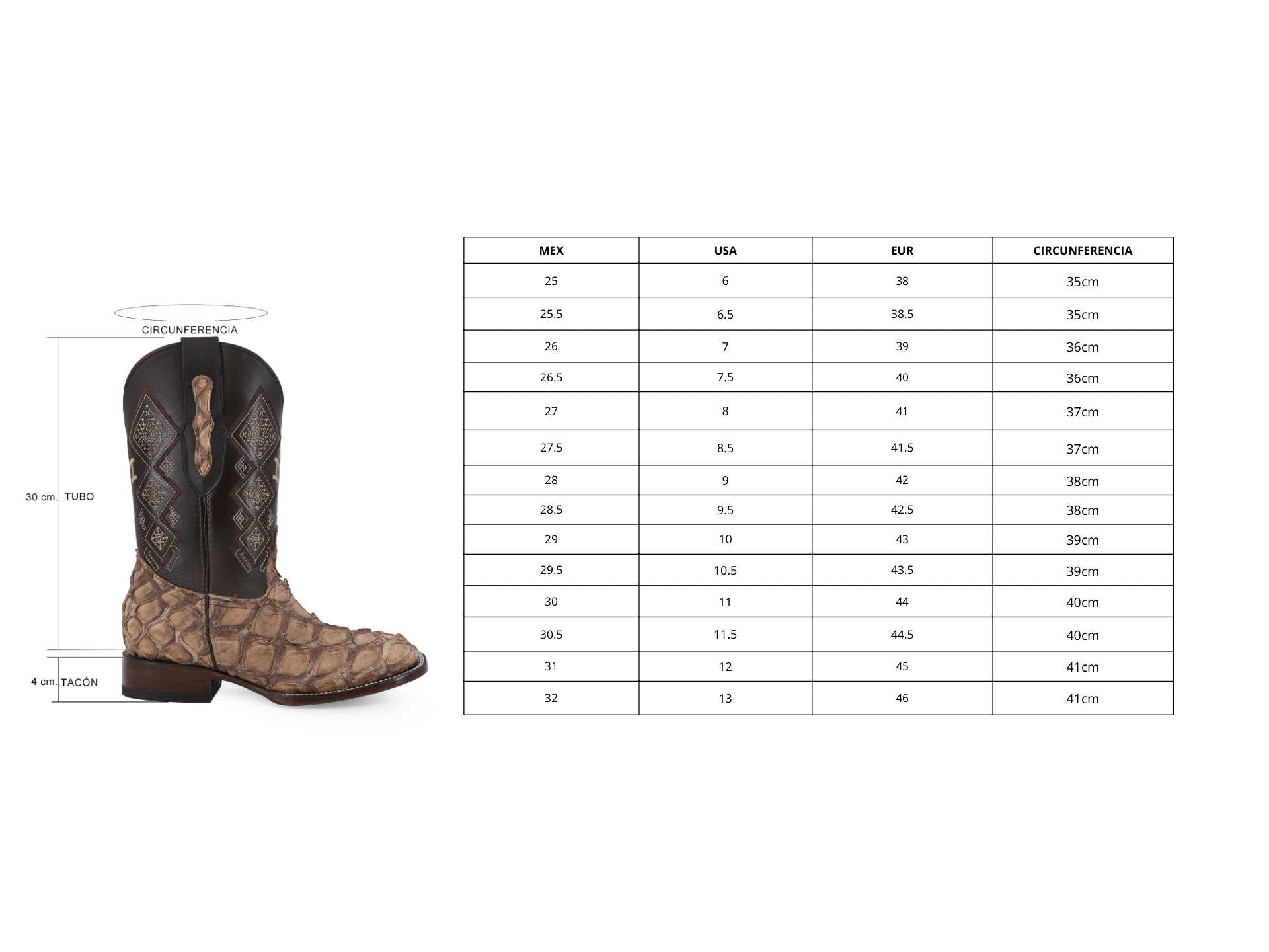 Pirarucu leather cowboy boot square toe