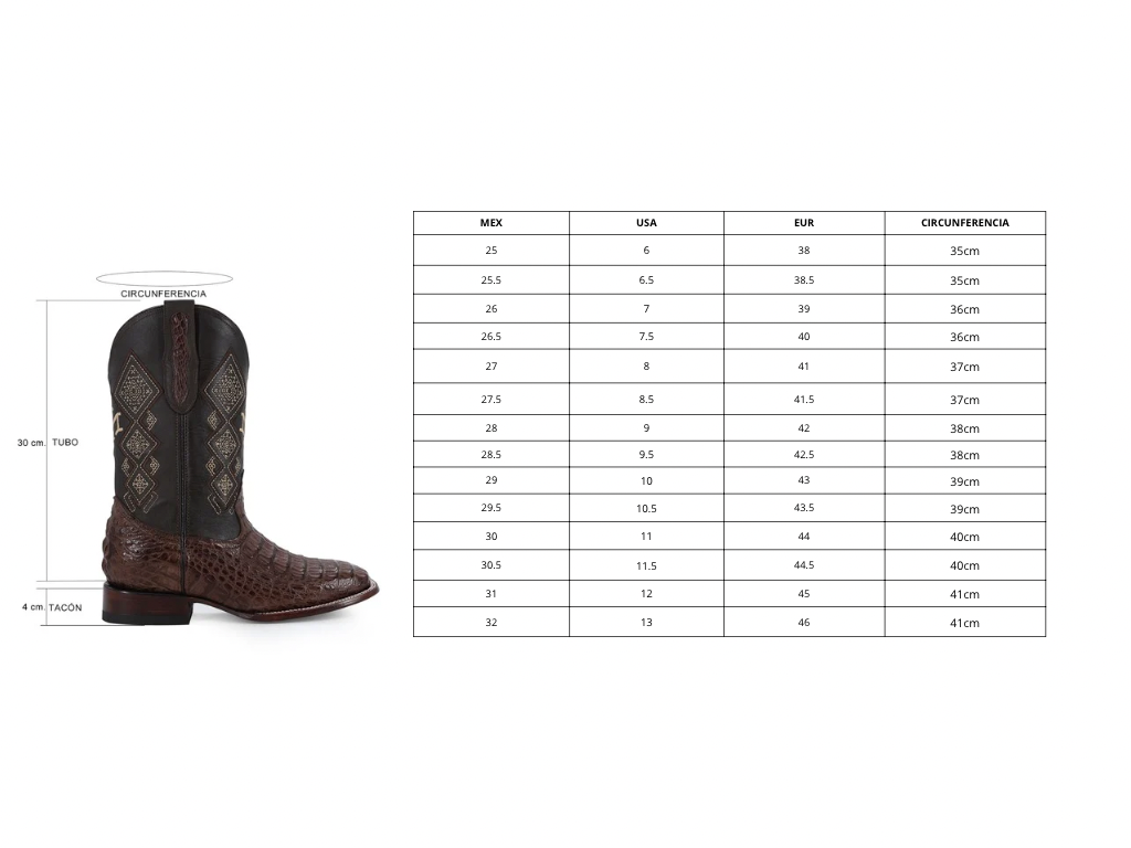 Caiman leather cowboy boot square toe